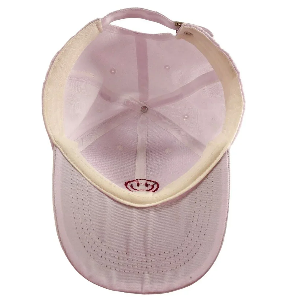 Embroidered Smiley Face White Strapback‎ Baseball Hat Cap